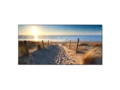 Banjado Magnettafel 78x37cm Magnetwand Schwarz Aus Metall Magnetpinnwand Pinnwand Inkl. 4 Magnete Motiv Nordseestrand