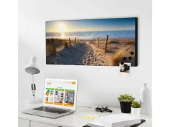 Banjado Magnettafel 78x37cm Magnetwand Schwarz Aus Metall Magnetpinnwand Pinnwand Inkl. 4 Magnete Motiv Nordseestrand