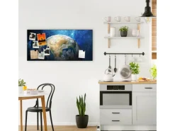 Banjado Magnettafel 78x37cm Magnetwand Schwarz Aus Metall Magnetpinnwand Pinnwand Inkl. 4 Magnete Motiv Erdkugel