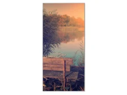 Banjado Magnettafel 37x78cm Magnetwand Silber Aus Metall Magnetpinnwand Pinnwand Inkl. 4 Magnete Motiv Bank Am See