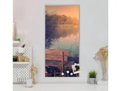 Banjado Magnettafel 37x78cm Magnetwand Silber Aus Metall Magnetpinnwand Pinnwand Inkl. 4 Magnete Motiv Bank Am See