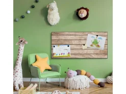 Banjado Magnettafel 78x37cm Magnetwand Schwarz Aus Metall Magnetpinnwand Pinnwand Inkl. 4 Magnete Motiv Blasse Holzlatten