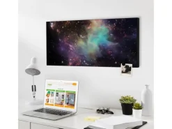 Banjado Magnettafel 78x37cm Magnetwand Schwarz Aus Metall Magnetpinnwand Pinnwand Inkl. 4 Magnete Motiv Im Weltall 2