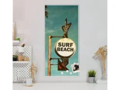 Banjado Magnettafel 37x78cm Magnetwand Weiß Aus Metall Magnetpinnwand Pinnwand Inkl. 4 Magnete Motiv Surf Beach