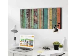 Hot Banjado Magnettafel 78x37cm Magnetwand Schwarz Aus Metall Magnetpinnwand Pinnwand Inkl. 4 Magnete Motiv Bunte Bretterwand