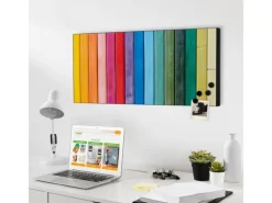 Banjado Magnettafel 78x37cm Magnetwand Schwarz Aus Metall Magnetpinnwand Pinnwand Inkl. 4 Magnete Motiv Regenbogenfarben