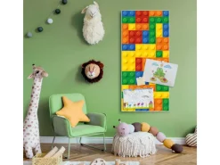 Banjado Magnettafel 37x78cm Magnetwand Weiß Aus Metall Magnetpinnwand Pinnwand Inkl. 4 Magnete Motiv Bausteine