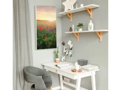 Banjado Magnettafel 37x78cm Magnetwand Weiß Aus Metall Magnetpinnwand Pinnwand Inkl. 4 Magnete Motiv Sommerfeld