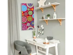 Banjado Magnettafel 37x78cm Magnetwand Silber Aus Metall Magnetpinnwand Pinnwand Inkl. 4 Magnete Motiv Retro Kreise