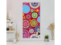 Banjado Magnettafel 37x78cm Magnetwand Silber Aus Metall Magnetpinnwand Pinnwand Inkl. 4 Magnete Motiv Retro Kreise