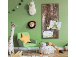 Banjado Magnettafel 37x78cm Magnetwand Schwarz Aus Metall Magnetpinnwand Pinnwand Inkl. 4 Magnete Motiv Altes Holz