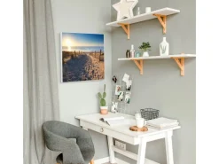 Banjado Magnettafel 50x50cm Magnetwand Weiß Aus Metall Magnetpinnwand Pinnwand Inkl. 4 Magnete Motiv Nordseestrand