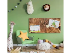 Banjado Magnettafel 78x37cm Magnetwand Silber Aus Metall Magnetpinnwand Pinnwand Inkl. 4 Magnete Motiv Jahresringe