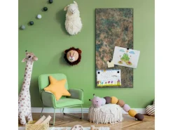 Banjado Magnettafel 37x78cm Magnetwand Schwarz Aus Metall Magnetpinnwand Pinnwand Inkl. 4 Magnete Motiv Kupfer Patina