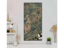 Banjado Magnettafel 37x78cm Magnetwand Schwarz Aus Metall Magnetpinnwand Pinnwand Inkl. 4 Magnete Motiv Kupfer Patina