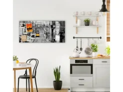 Banjado Magnettafel 78x37cm Magnetwand Silber Aus Metall Magnetpinnwand Pinnwand Inkl. 4 Magnete Motiv Lissabon