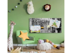 Banjado Magnettafel 78x37cm Magnetwand Silber Aus Metall Magnetpinnwand Pinnwand Inkl. 4 Magnete Motiv Lissabon