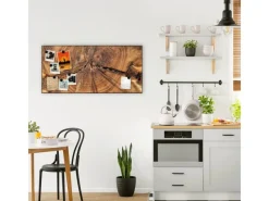 Banjado Magnettafel 78x37cm Magnetwand Schwarz Aus Metall Magnetpinnwand Pinnwand Inkl. 4 Magnete Motiv Jahresringe