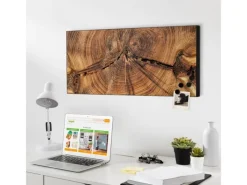 Banjado Magnettafel 78x37cm Magnetwand Schwarz Aus Metall Magnetpinnwand Pinnwand Inkl. 4 Magnete Motiv Jahresringe