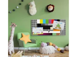 Banjado Magnettafel 78x37cm Magnetwand Silber Aus Metall Magnetpinnwand Pinnwand Inkl. 4 Magnete Motiv Testbild