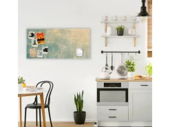 Banjado Magnettafel 78x37cm Magnetwand Weiß Aus Metall Magnetpinnwand Pinnwand Inkl. 4 Magnete Motiv Patina Grün