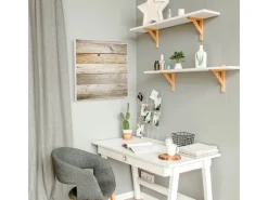 Banjado Magnettafel 50x50cm Magnetwand Weiß Aus Metall Magnetpinnwand Pinnwand Inkl. 4 Magnete Motiv Graues Holz