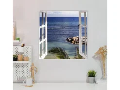 Clearance Banjado Magnettafel 50x50cm Magnetwand Weiß Aus Metall Magnetpinnwand Pinnwand Inkl. 4 Magnete Motiv Fensterpanorama