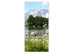 Banjado Magnettafel 37x78cm Magnetwand Weiß Aus Metall Magnetpinnwand Pinnwand Inkl. 4 Magnete Motiv Bergidylle