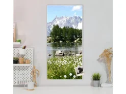 Banjado Magnettafel 37x78cm Magnetwand Weiß Aus Metall Magnetpinnwand Pinnwand Inkl. 4 Magnete Motiv Bergidylle