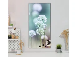 Banjado Magnettafel 37x78cm Magnetwand Schwarz Aus Metall Magnetpinnwand Pinnwand Inkl. 4 Magnete Motiv Lauchblüte