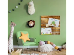 Banjado Magnettafel 50x50cm Magnetwand Weiß Aus Metall Magnetpinnwand Pinnwand Inkl. 4 Magnete Motiv Holzbretter