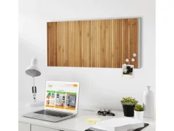 Banjado Magnettafel 78x37cm Magnetwand Weiß Aus Metall Magnetpinnwand Pinnwand Inkl. 4 Magnete Motiv Bambusholz