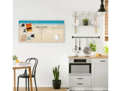 Banjado Magnettafel 78x37cm Magnetwand Weiß Aus Metall Magnetpinnwand Pinnwand Inkl. 4 Magnete Motiv Postkarte