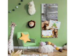 Banjado Magnettafel 37x78cm Magnetwand Silber Aus Metall Magnetpinnwand Pinnwand Inkl. 4 Magnete Motiv Feuerholz