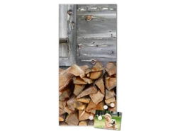 Banjado Magnettafel 37x78cm Magnetwand Silber Aus Metall Magnetpinnwand Pinnwand Inkl. 4 Magnete Motiv Feuerholz