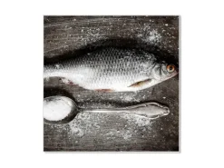 Online Banjado Magnettafel 50x50cm Magnetwand Weiß Aus Metall Magnetpinnwand Pinnwand Inkl. 4 Magnete Motiv Fisch Und Salz