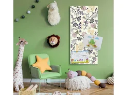 Banjado Magnettafel 37x78cm Magnetwand Weiß Aus Metall Magnetpinnwand Pinnwand Inkl. 4 Magnete Motiv Florale Tapete