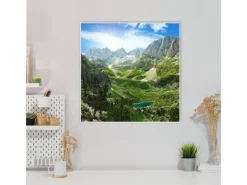 Online Banjado Magnettafel 50x50cm Magnetwand Weiß Aus Metall Magnetpinnwand Pinnwand Inkl. 4 Magnete Motiv Bergsee Alpen