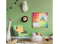 Banjado Magnettafel 50x50cm Magnetwand Weiß Aus Metall Magnetpinnwand Pinnwand Inkl. 4 Magnete Motiv Bunte Glasbausteine