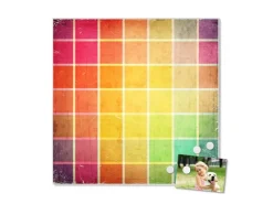 Banjado Magnettafel 50x50cm Magnetwand Weiß Aus Metall Magnetpinnwand Pinnwand Inkl. 4 Magnete Motiv Bunte Glasbausteine