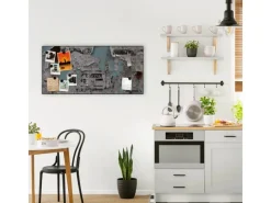 Banjado Magnettafel 78x37cm Magnetwand Schwarz Aus Metall Magnetpinnwand Pinnwand Inkl. 4 Magnete Motiv Wand Mit Zeitungen