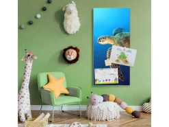 Banjado Magnettafel 37x78cm Magnetwand Silber Aus Metall Magnetpinnwand Pinnwand Inkl. 4 Magnete Motiv Wasserschildkröte