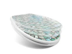 Banjado Toilettendeckel Mit Absenkautomatik WC-Sitz Soft Close Weiß Hygienischer Duroplast Leichte Montage Mit Motiv Mosaik Blau