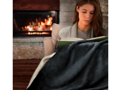 Beautissu Alina Decke 150x200cm Anthrazit/Weiß