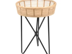 Beistelltisch Minimalist Zen Rund 49 cm x Ø 37 cm Natur-Schwarz