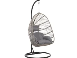 Beliani Hängesessel Schwarz 97x97x199