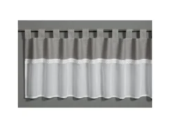 Hot Bennetti Bistrogardine Batist mit Spitzenborte Silbergrau 45 x 135 cm