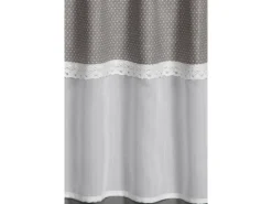 Hot Bennetti Bistrogardine Batist mit Spitzenborte Silbergrau 45 x 135 cm