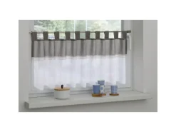 Hot Bennetti Bistrogardine Batist mit Spitzenborte Silbergrau 45 x 135 cm