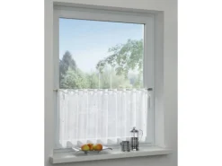 Bennetti Bistrogardine Voile mit Silberdruck Weiß 45 x 140 cm